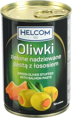Оливки Helcom 300мл фаршировані пастою з лосося