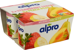 Продукт Алпро 4х125г полуниця банан персик груша соєвий