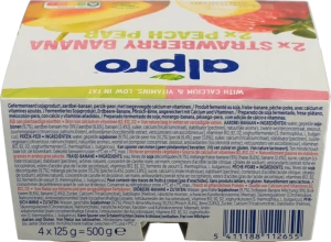 Продукт Алпро 4х125г полуниця банан персик груша соєвий