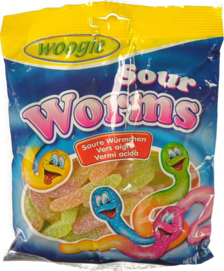 Жувальні цукерки Woogie 250г кислі червячки