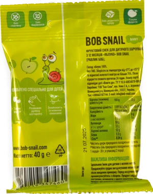 Снек фруктовий для дітей від 12міс Apple Baby Bob Snail м/у 40г