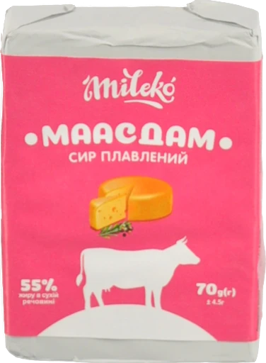Сир пл.Mileko 70г 55% маасдам