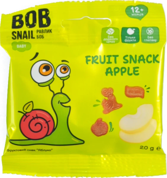 Снек фруктовий для дітей від 12міс Apple Baby Bob Snail м/у 20г