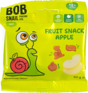 Снек фруктовий для дітей від 12міс Apple Baby Bob Snail м/у 20г