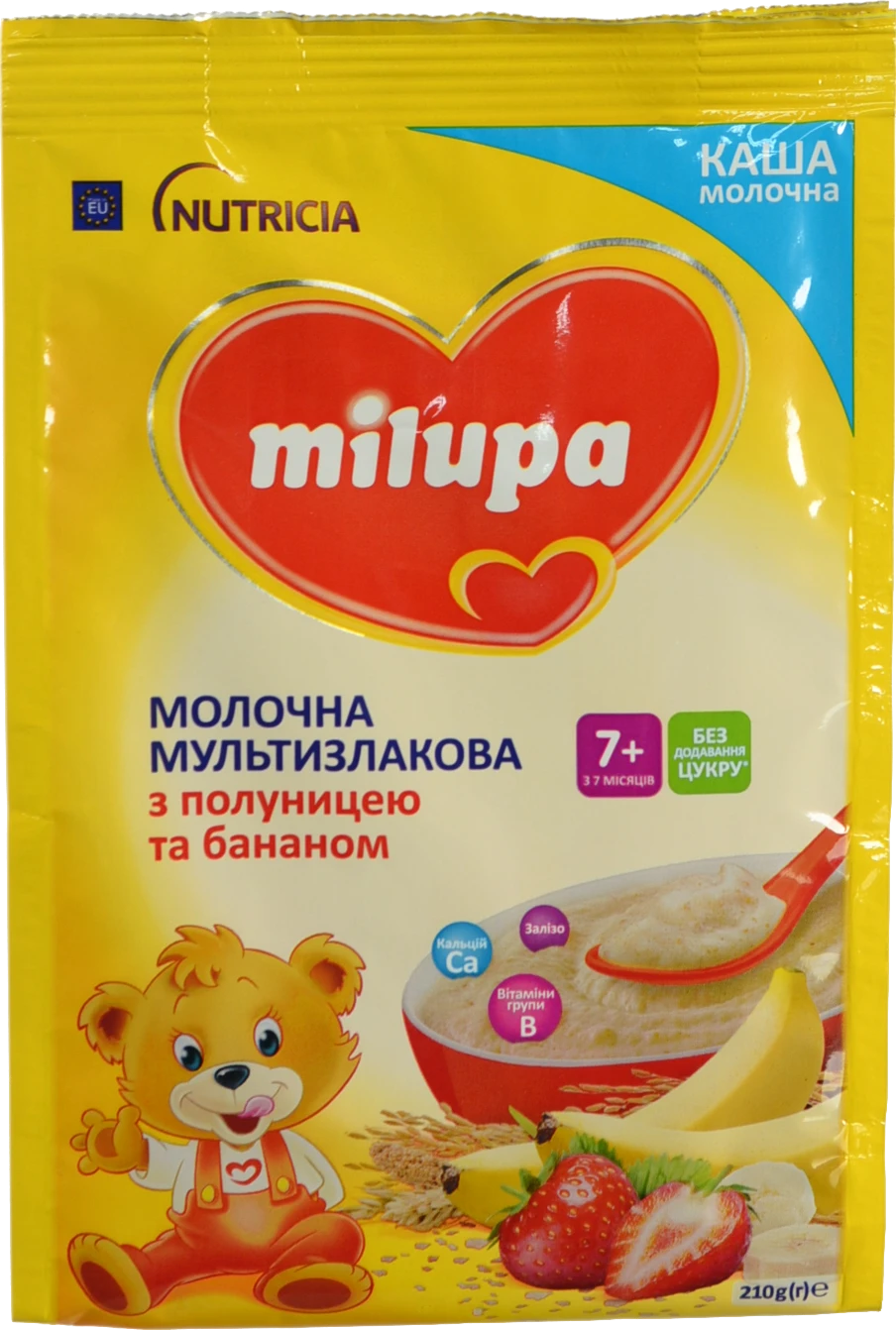 Каша Milupa 210г молочна мультизлакова полуниця банан 7м+