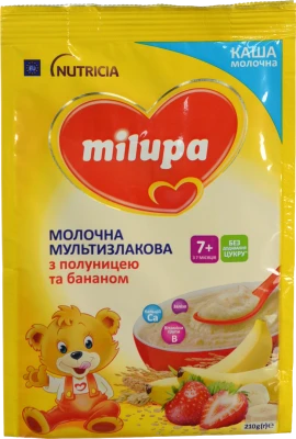 Каша Milupa 210г молочна мультизлакова полуниця банан 7м+