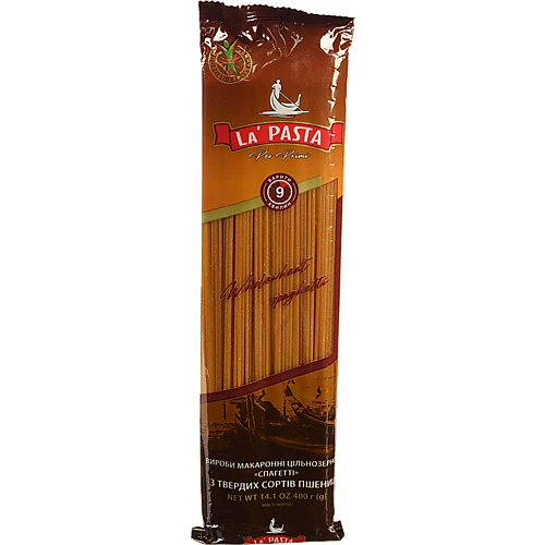Макарони La Pasta 400г спагеті цільнозернові
