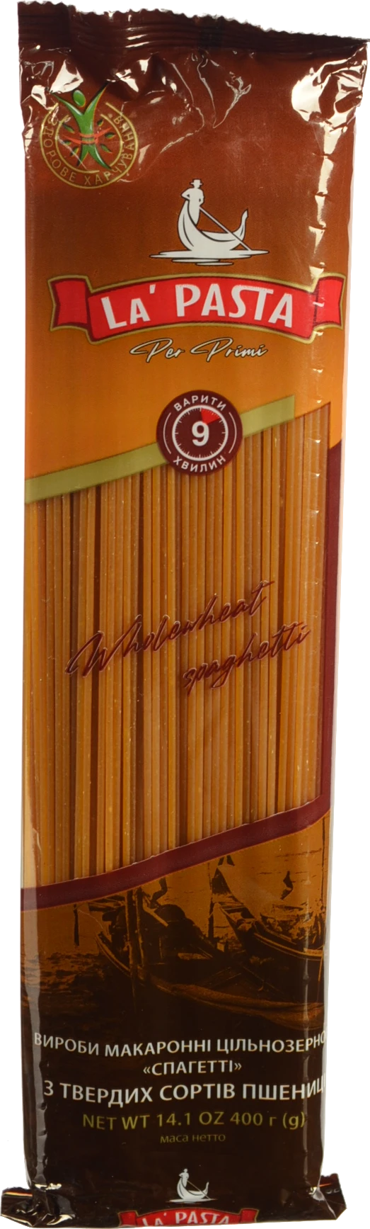 Макарони La Pasta 400г спагеті цільнозернові