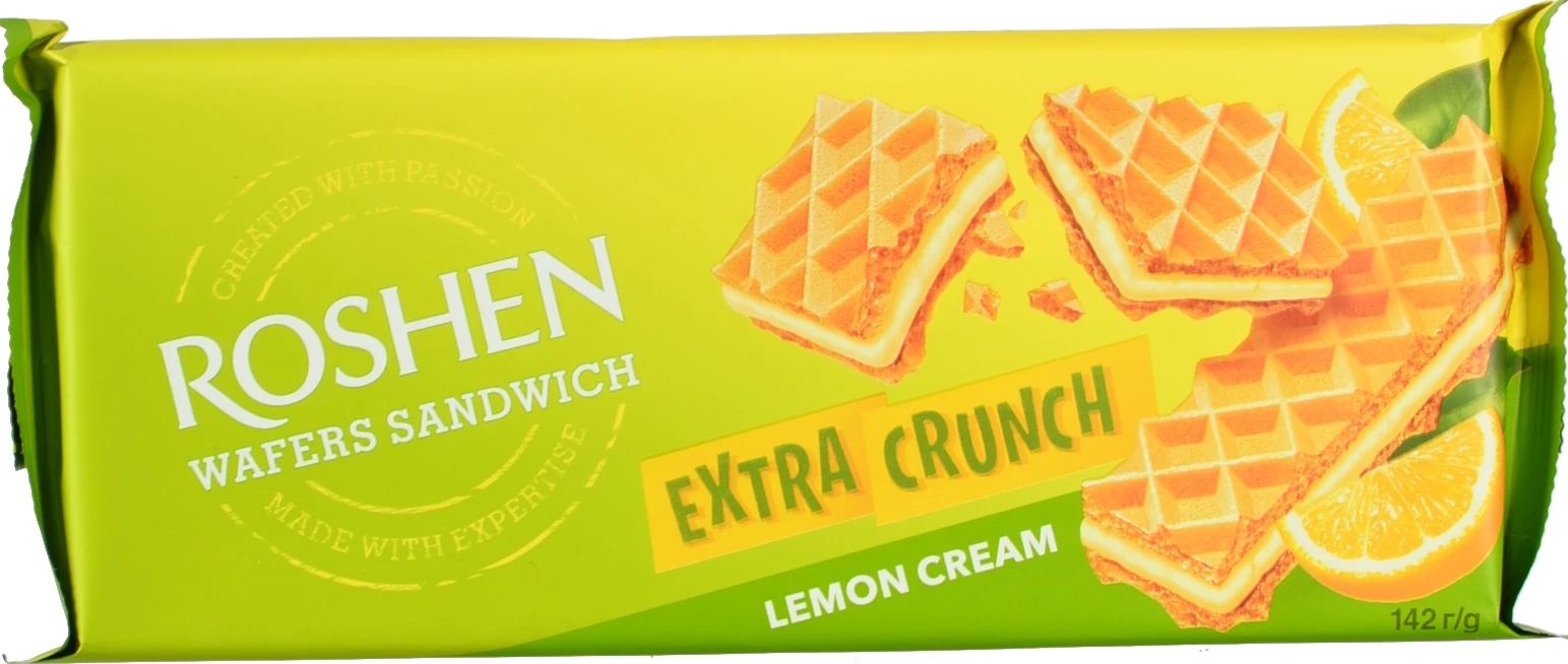 Вафлі Lemon cream Extra Crunch Wafers Sandwich Roshen м/у 142г