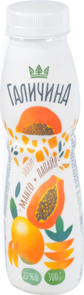 Йогурт Галичина Манго-папайя 2.2% 300г