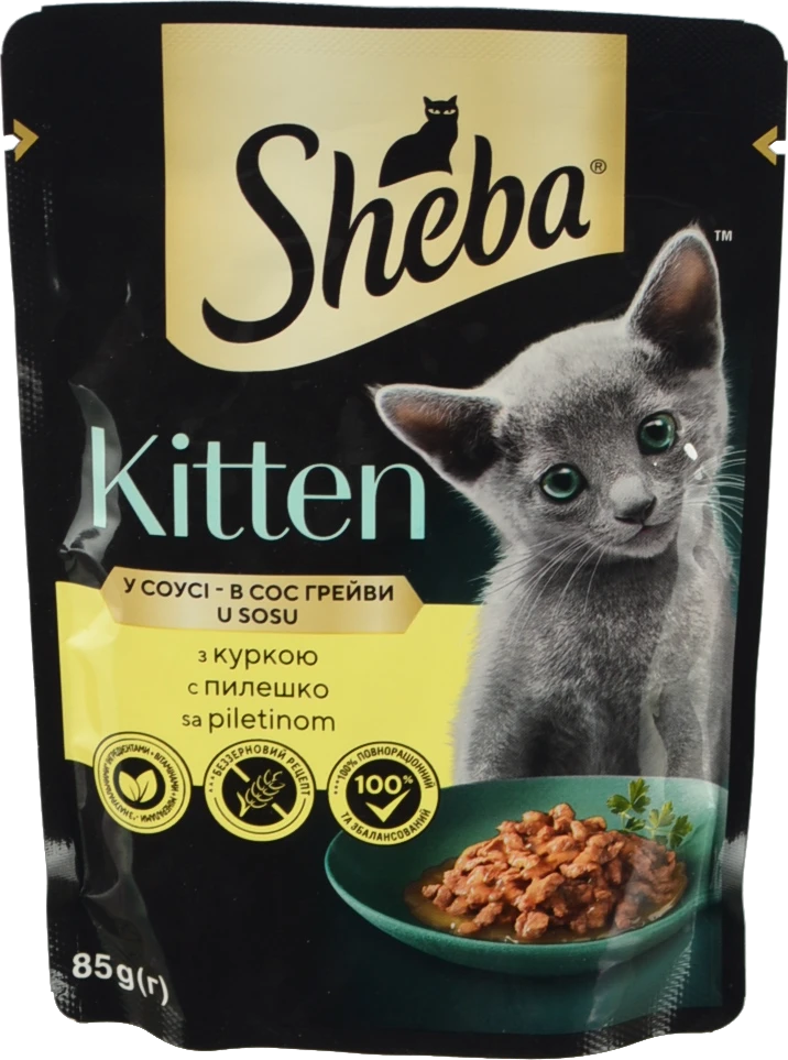 Корм консервований для кошенят з куркою Sheba 85г