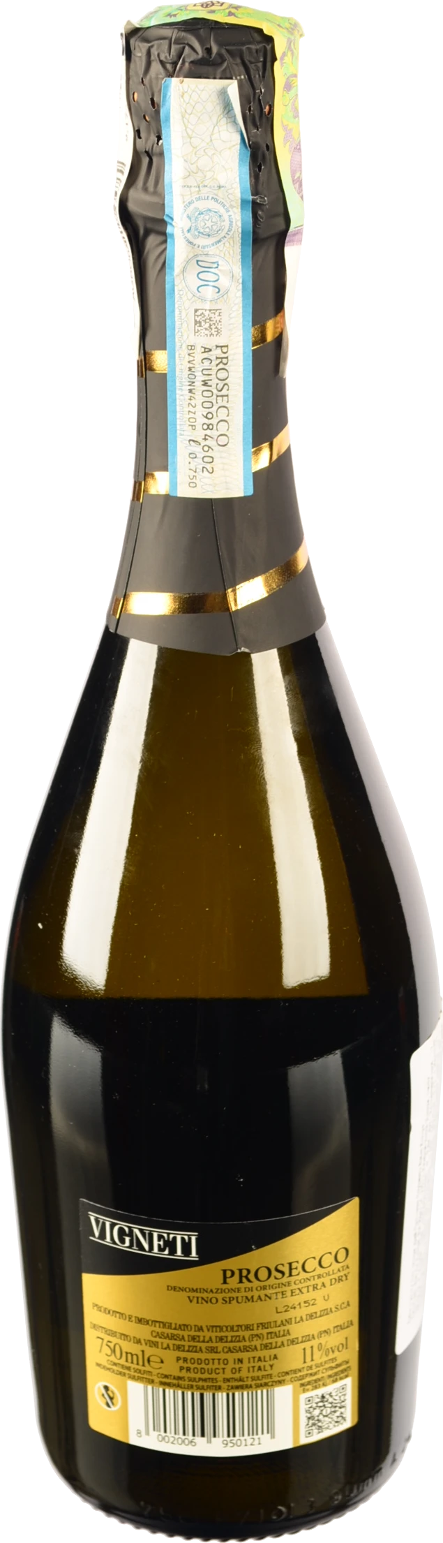 Вино ігристе Vigneti Estero 0.75л просеко спуманте DOC біле екстра сухе 11%