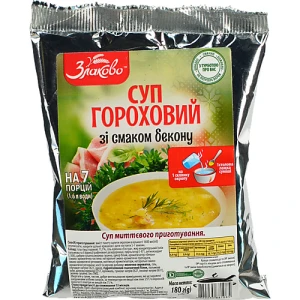 Суп миттєвого приготування зі смаком бекону Гороховий Злаково 180г