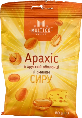 Арахіс Multico 60г смажений солоний хрустка оболонка смак сиру