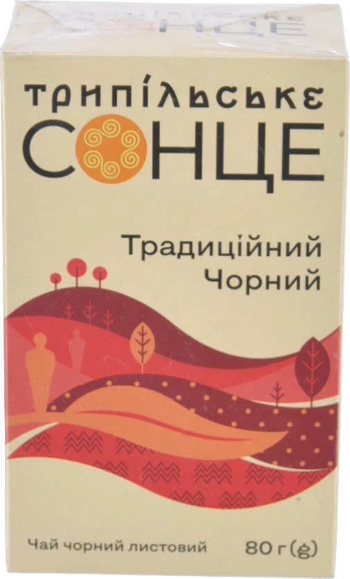 Чай чорний листовий Традиційний чорний Трипільське Сонце 80г