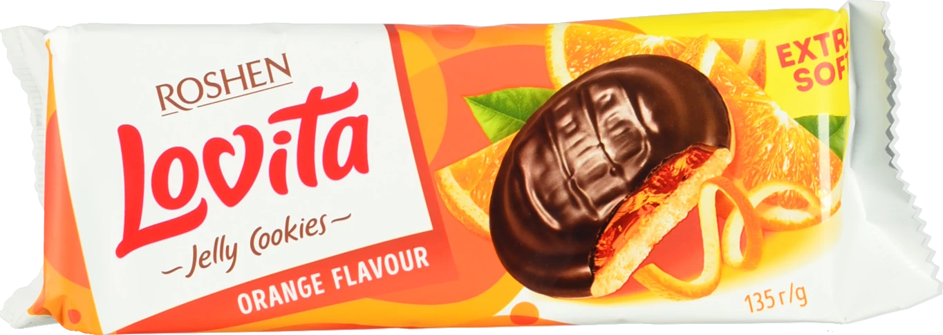 Печиво здобне з желейною начинкою зі смаком апельсина Lovita Jelly Cookies Roshen м/у 135г
