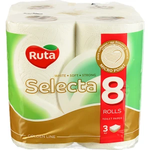 Папір туалетний 3-х шаровий Selecta Ruta 8шт