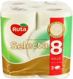 Папір туалетний 3-х шаровий Selecta Ruta 8шт
