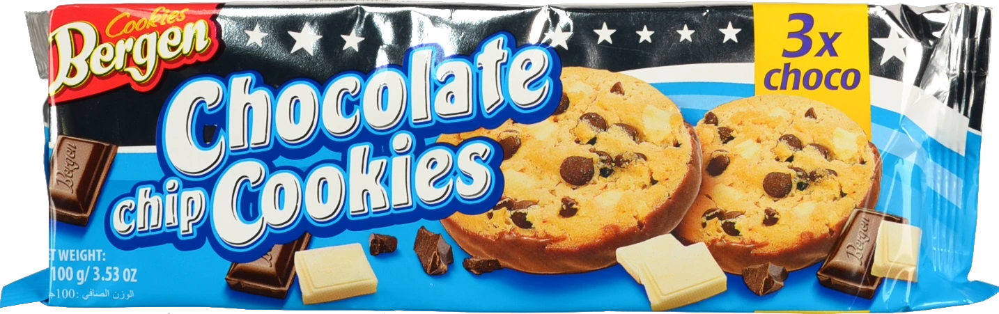 Печиво Bergen Cookies 100г з потрійним шоколадом
