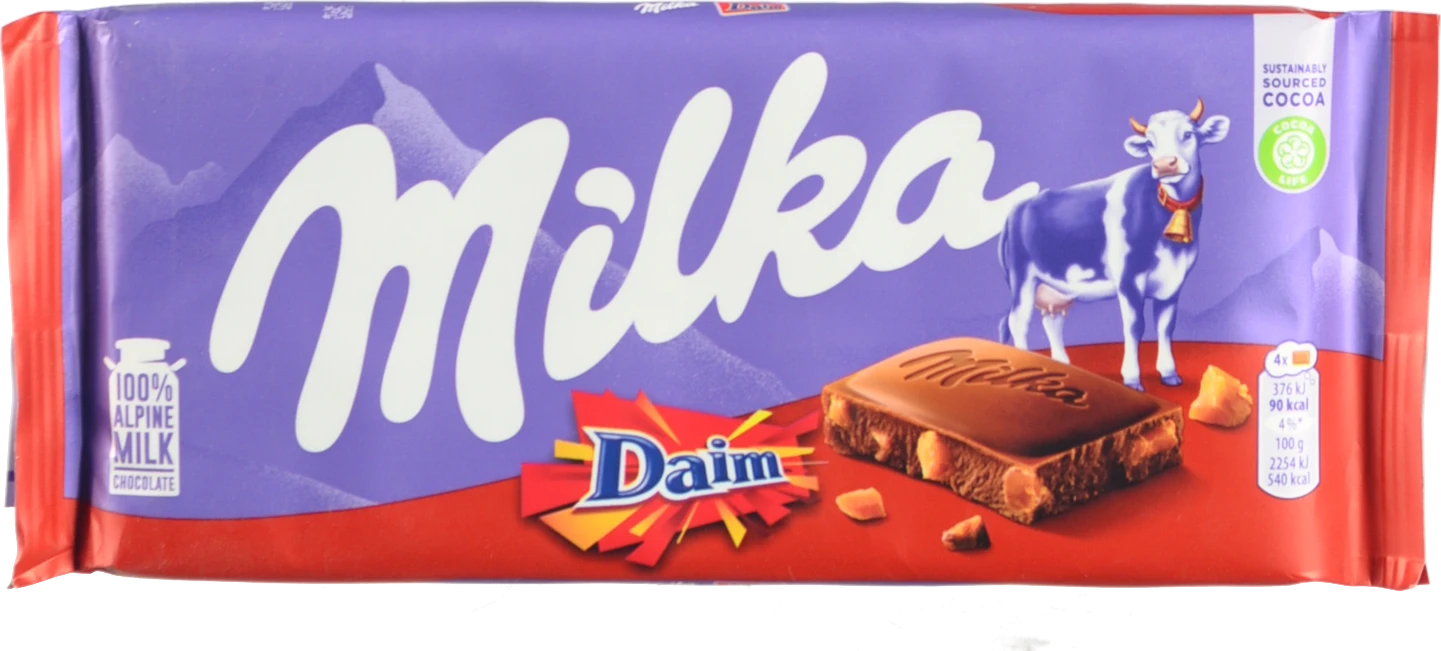 Шоколад молочний зі шматочками хрумкої карамелі з мигдалем Milka м/у 100г