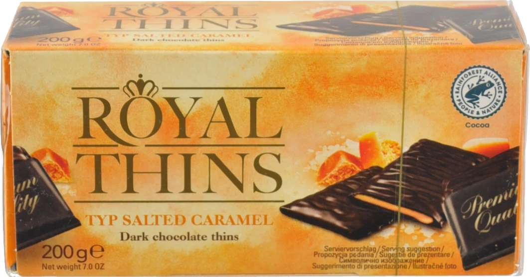 Цукерки шоколадні Royal Thins 200гр карамель морська сіль