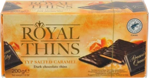 Цукерки шоколадні Royal Thins 200гр карамель морська сіль