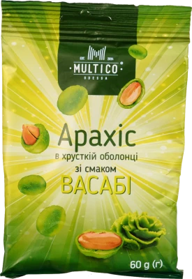 Арахіс Multico 60г смажений солоний хрустка оболонка смак васабі