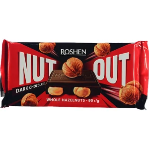Шоколад чорний Whole hazelnuts Nut Out Roshen м/у 90г