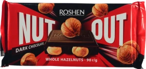 Шоколад чорний Whole hazelnuts Nut Out Roshen м/у 90г