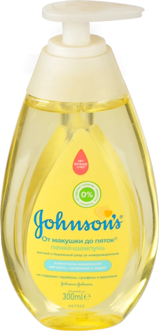 Шампунь і пінка дитячий для миття та купання Top-to-Toe Johnson's 300мл