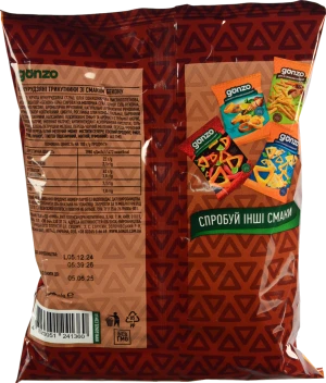 Трикутники кукурудзяні зі смаком бекону Gonzo м/у 40г