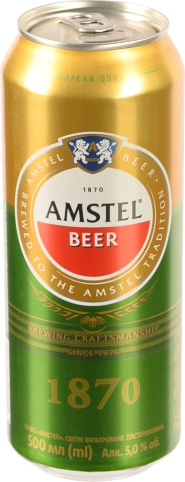 Пиво 500мл 5% світле фільтроване пастеризоване Amstel з/б