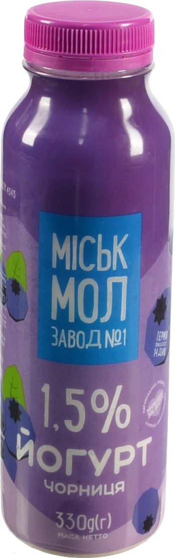 Йогурт 1.5% Чорниця Міськмолзавод №1 п/пл 330г