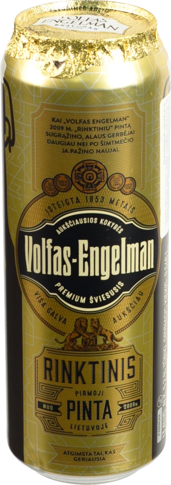 Пиво 0.568л 5.2% світле фільтроване пастеризоване Rinktinis Premium Lager Volfas Engelman з/б
