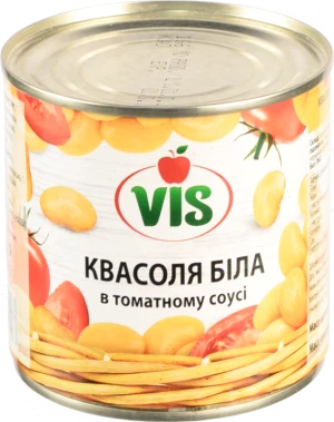 Квасоля Vis 410г біла в томатному соусі  з.б