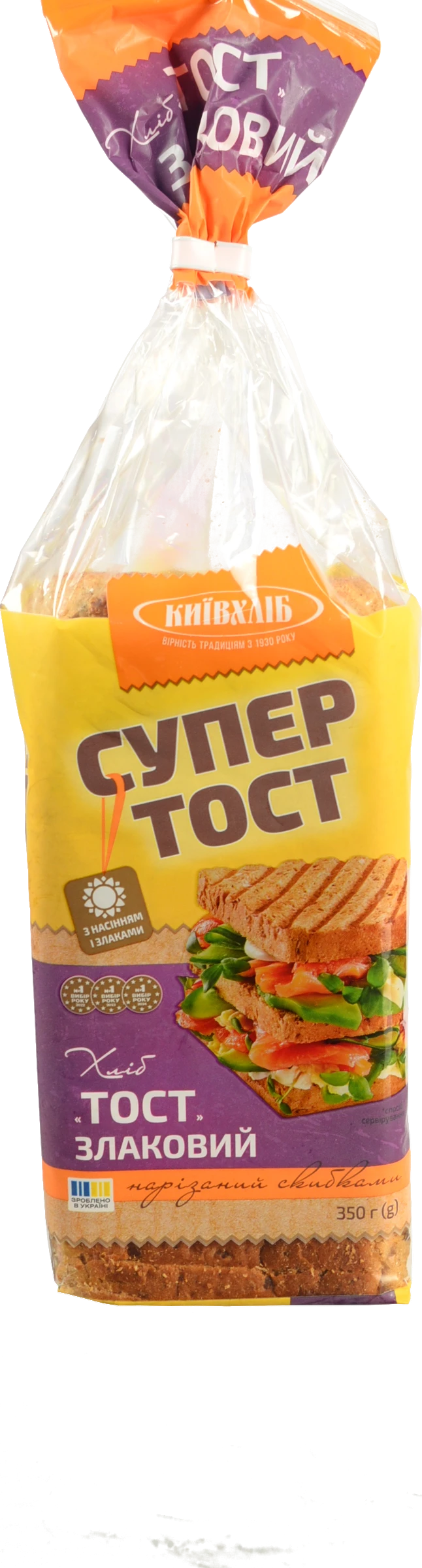 Хліб Київхліб Супер Тост Злаковий 350г нарізний