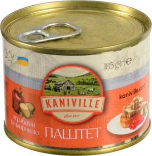 Паштет м'ясний з грибами та паприкою Kaniville з/б 185г