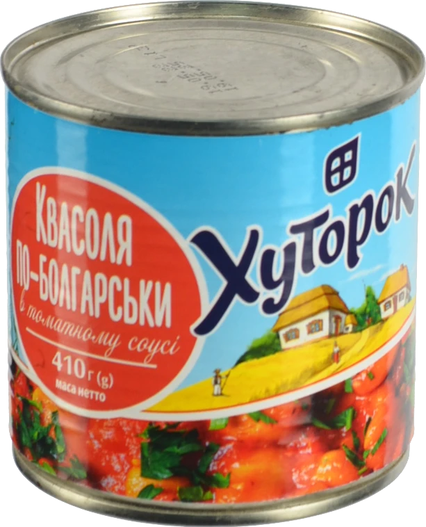 Квасоля Хуторок 425г по-болгарськи томатний соус з.б