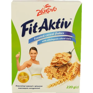 Пластівці зернові з цільною пшеницею глазуровані FitAktiv Zlakovo к/у 220г