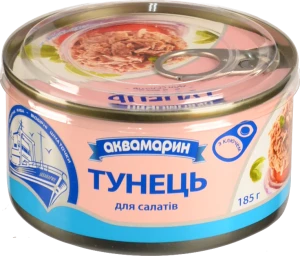 Тунець для салатів у власному соку Аквамарин з/б 185г