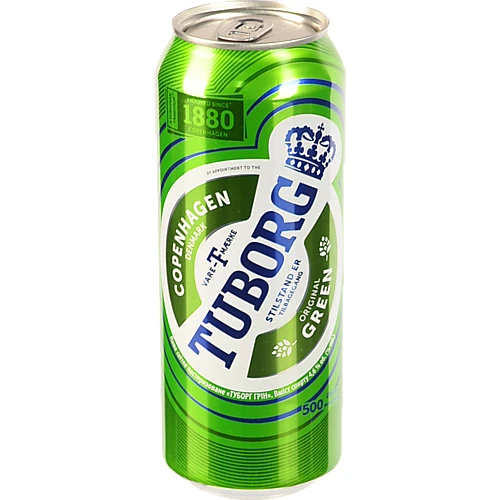 Пиво 0.5л 4.6% світле пастеризоване Tuborg Green з/б