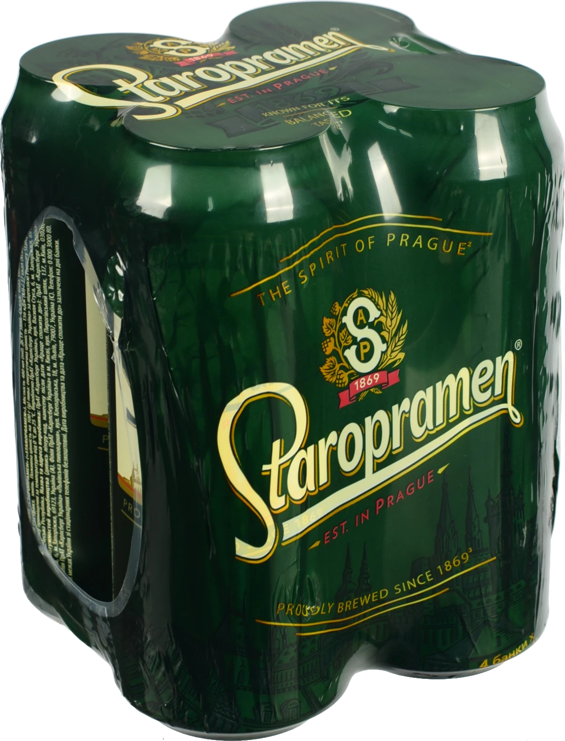 Пиво Staropramen 4х0.48л 4.2% світле пастеризоване