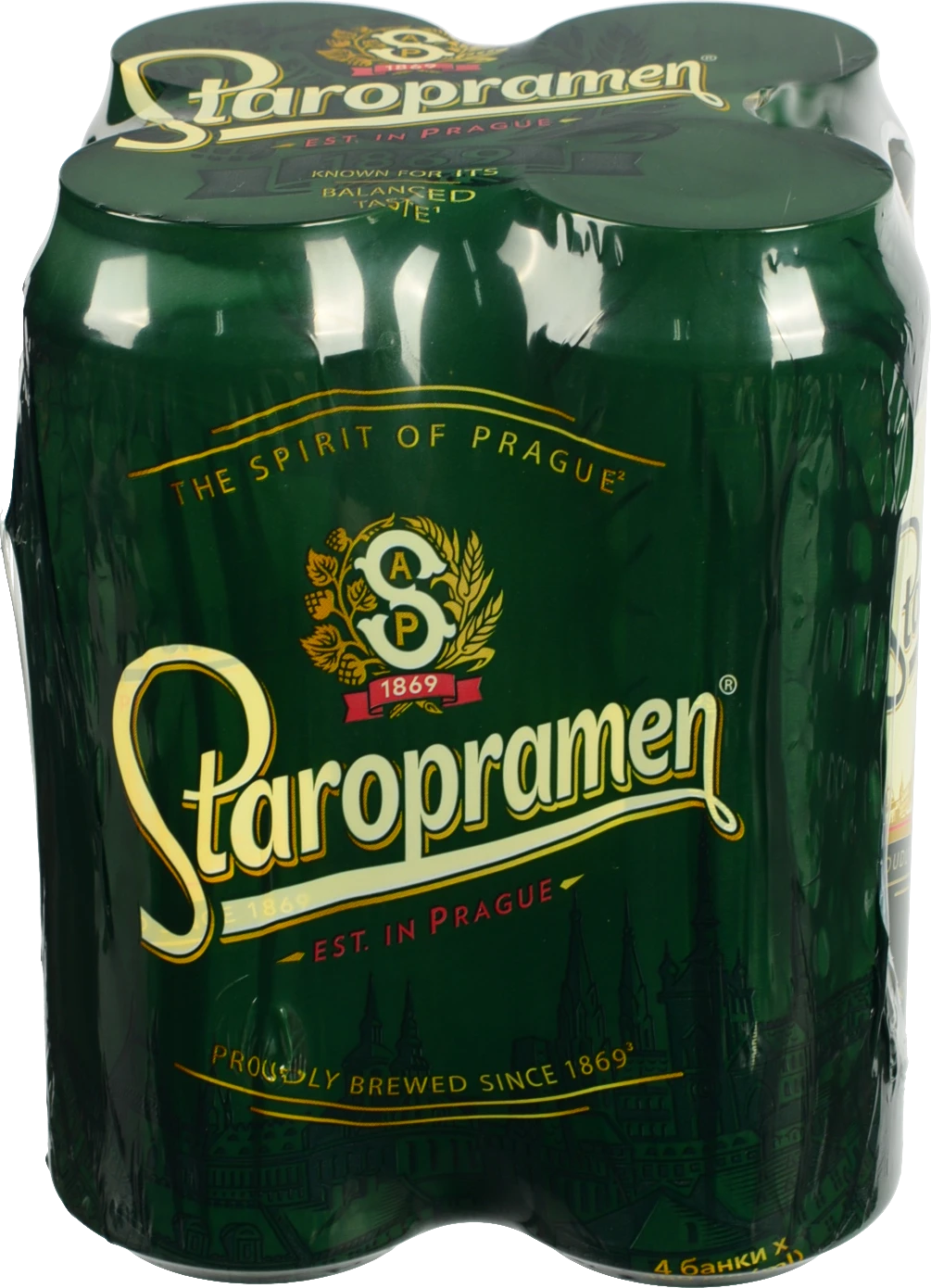 Пиво Staropramen 4х0.48л 4.2% світле пастеризоване