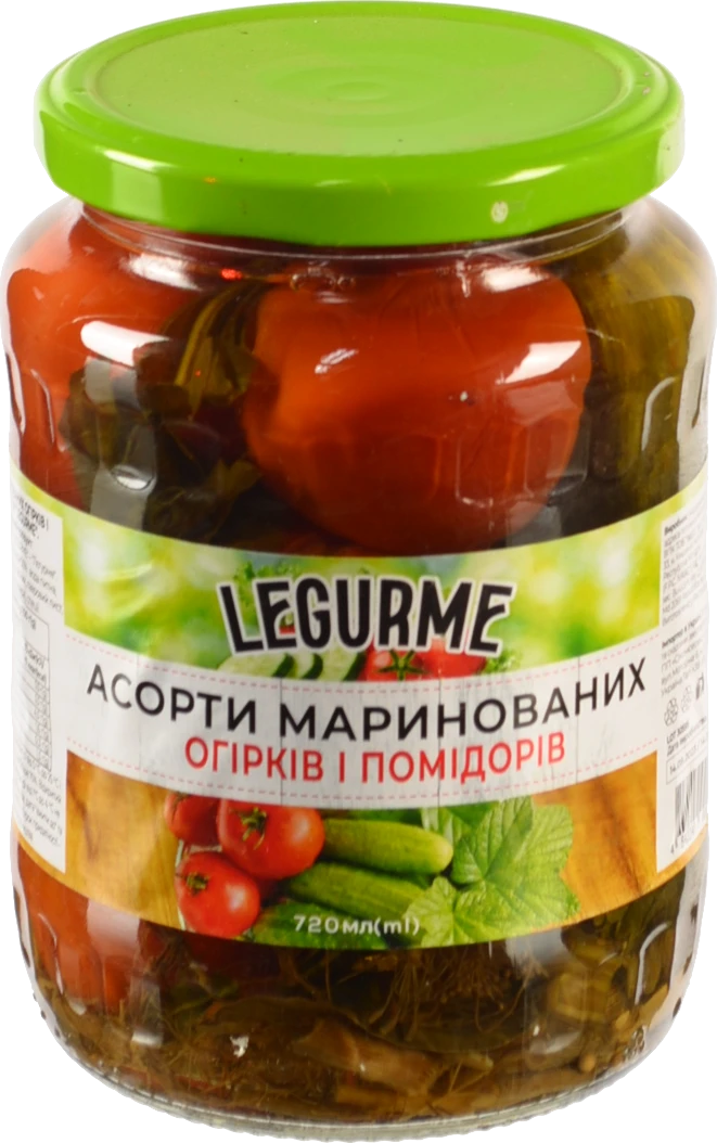 Асорті Legurme 680мл огірків та томатів мариновані