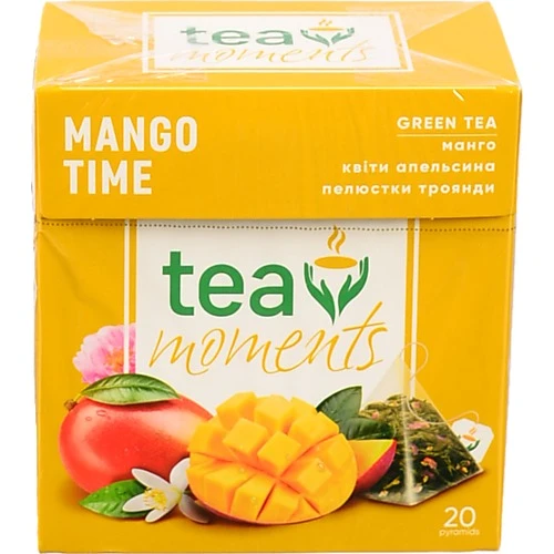 Чай зелений байховий Mango Time Tea Moments к/у 20х1.7г
