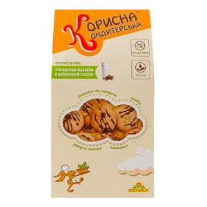 Печиво Корисна Кондитерська 90г пряжене молоко пісочне в шок.глазурь