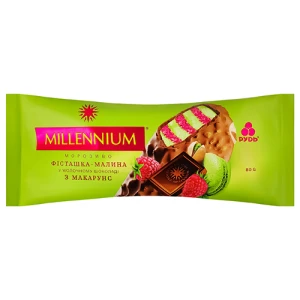 Морозиво Рудь 80г millennium фісташка малина молочний шоколад макарунс
