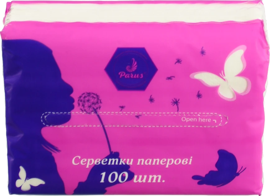 Серветка паперова Parus 2шар.100х64 біла