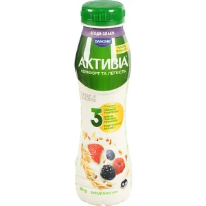 Біфідойогурт Активіа 260г 1.2 ягоди-злаки пет