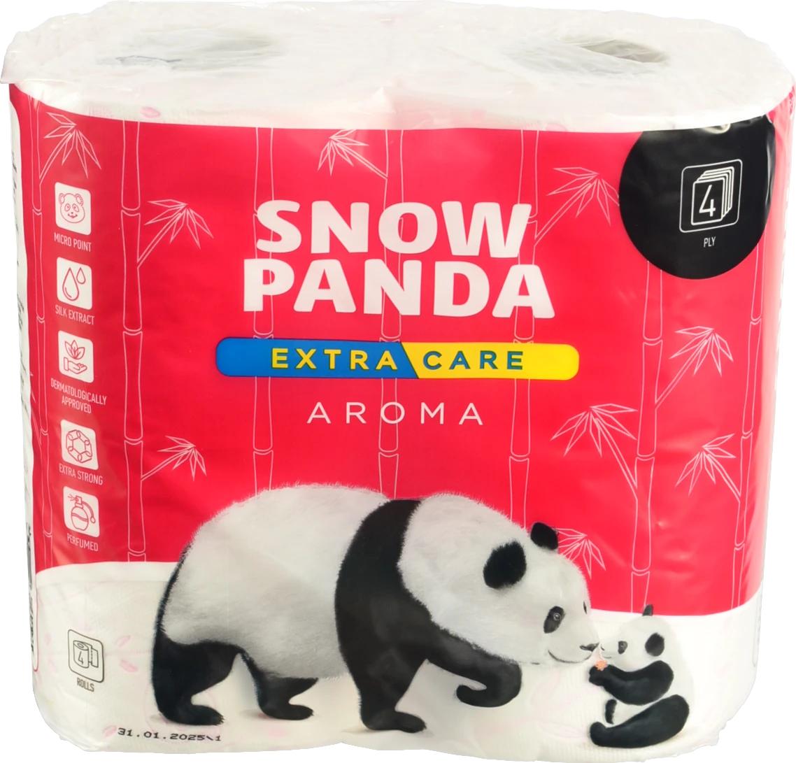 Папір туалетний 4-х шаровий Aroma Extra Care Snow Panda 4шт